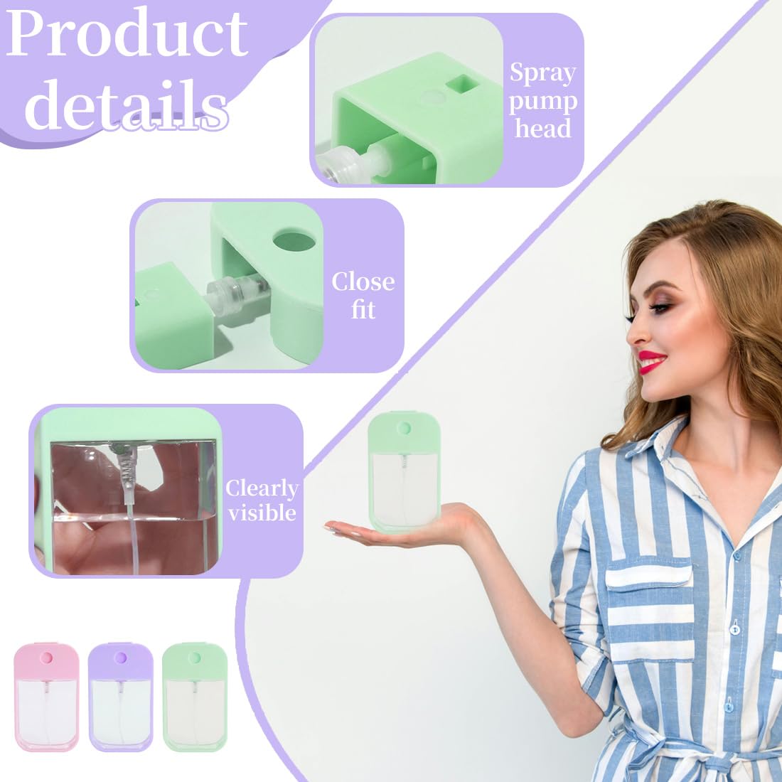 3 Botellas De Spray De 45 Ml, Pequeñas, Reutilizables, Mini Botellas De Pulverización De Niebla Fina,Para Perfumes, Cuidado Personal, Cosmético