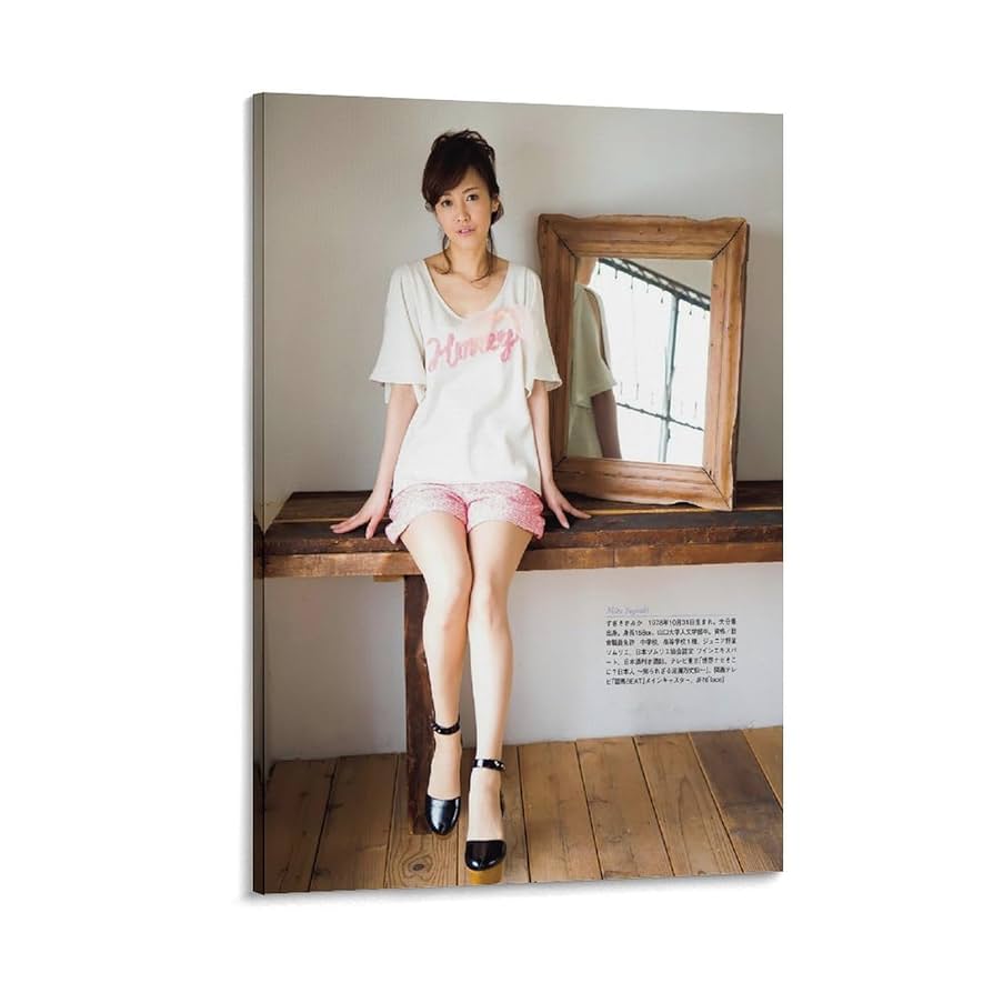 サイン色紙　女優画⑥額装品　寸法32cm×29cm　水彩画　カラー着色 Amazon.co.jp: 杉崎美香 グラビア水着画像集女優・歌手