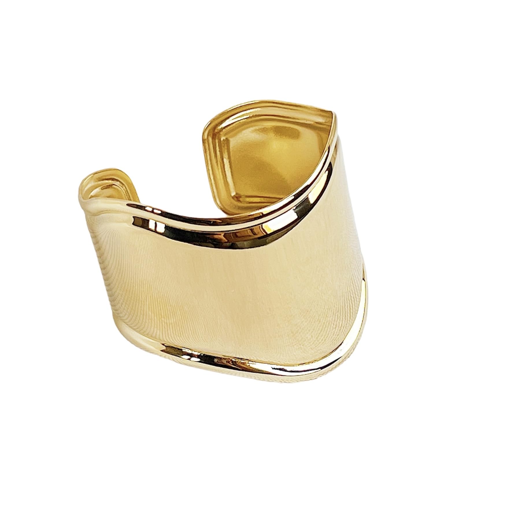MAJALE Brazalete Tipo Bone Cuff Dorado | Ancho de Brazo Abierto Geométrico para Mujer y Hombre | Pulsera Rígida de Puño | Accesorio de Verano