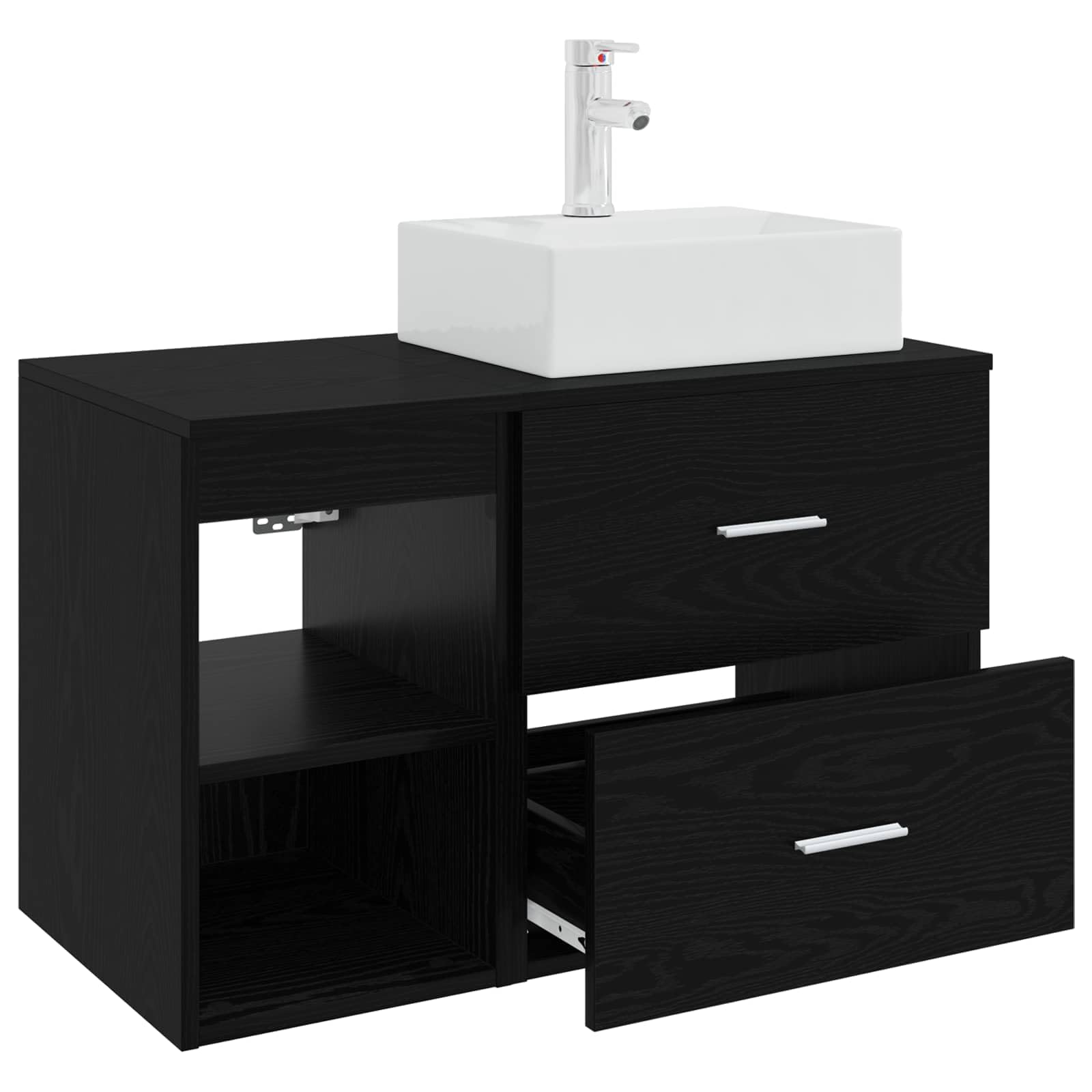 Juego de muebles de baño (2 unidades, madera de roble negro)