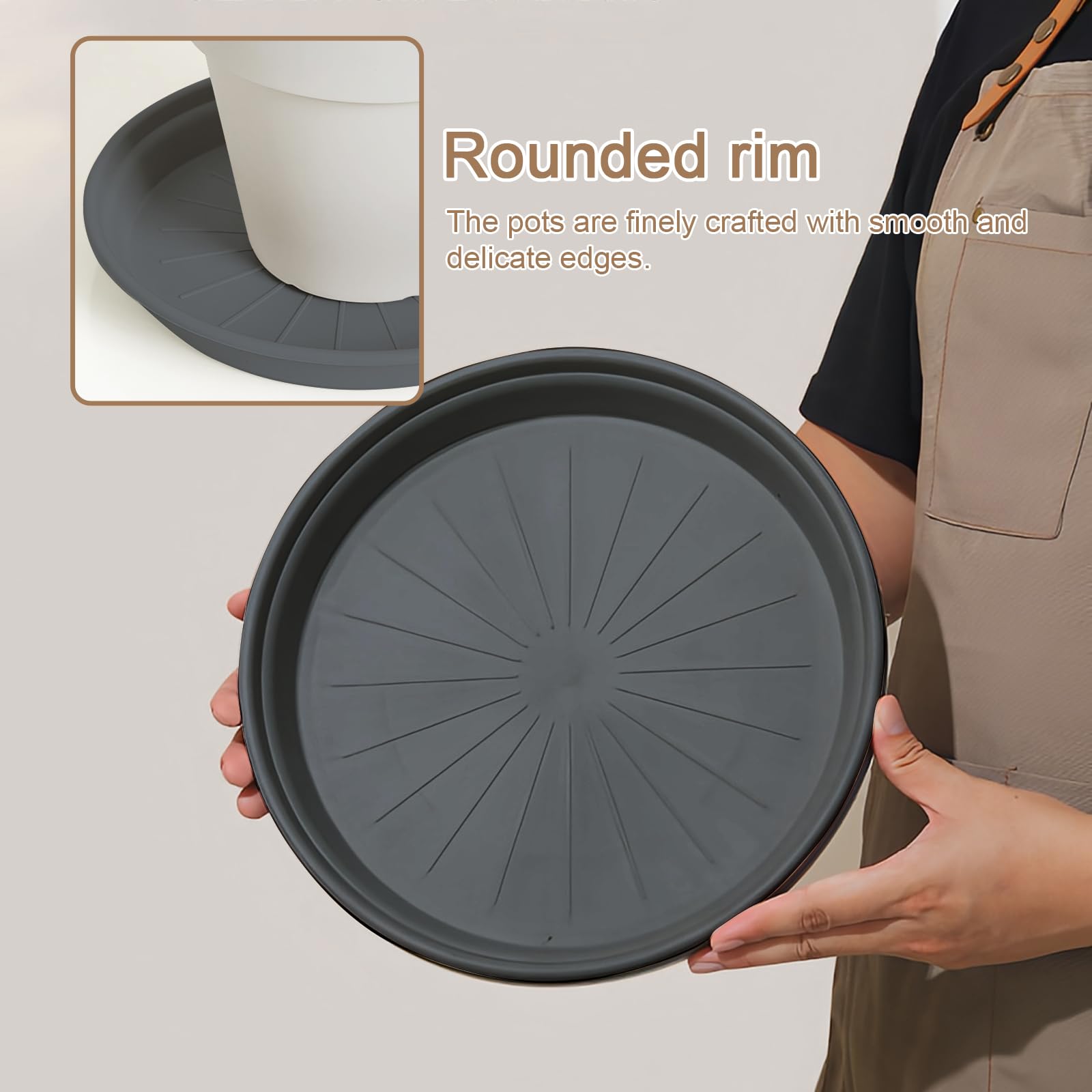 kingsea Lot de 10 soucoupes rondes pour plantes d'intérieur et d'extérieur, diamètre : 30,5 cm