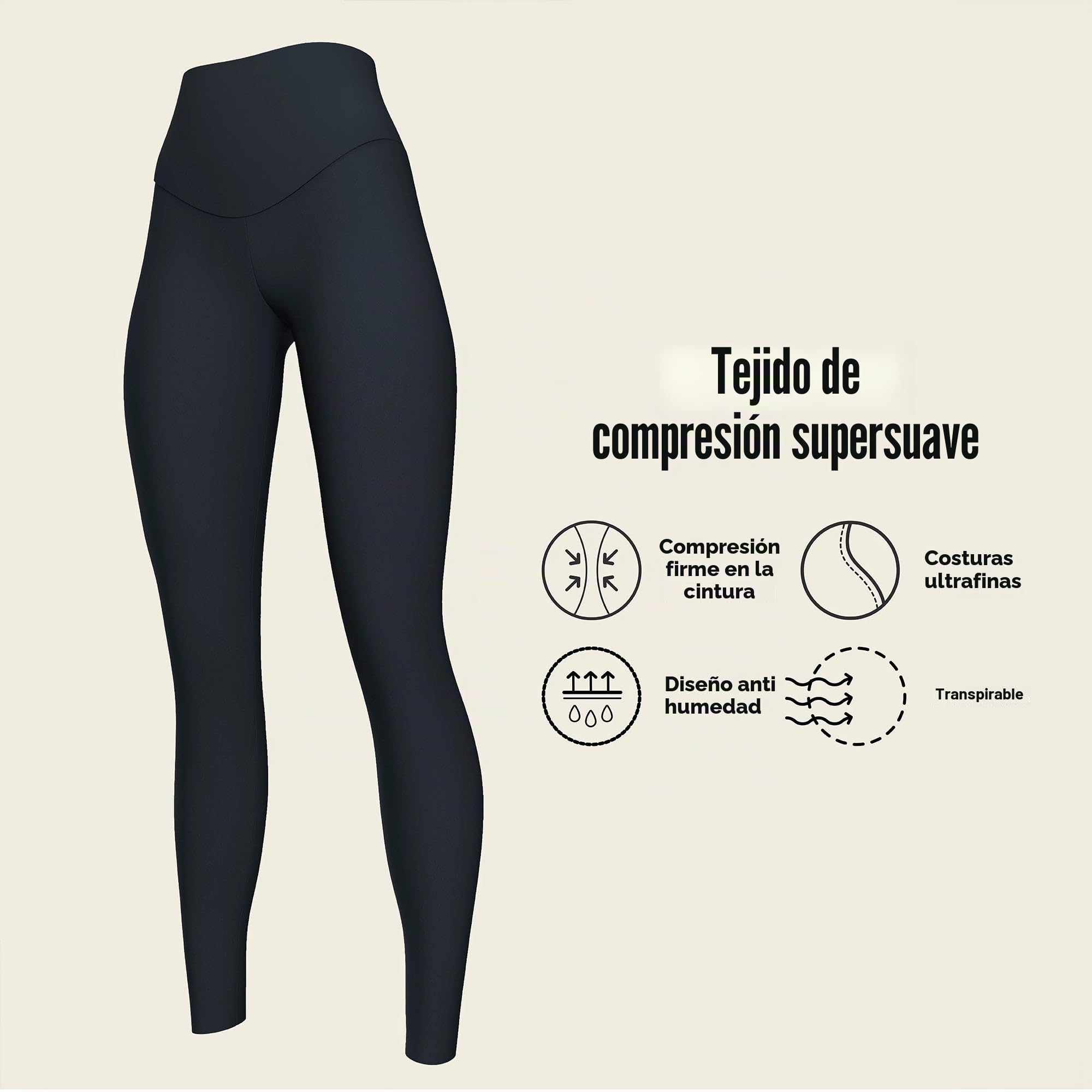 Leonisa Leggins Deportivos de Tiro Alto y de Secado Rápido Mujer - Pantalones Deporte de Control
