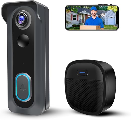 Video Doorbell Camera Wireless with Chime, 1080P WiFi Smart Doorbell, Voice Changer, PIR Motion Detection, 2-Way Audio, Ni...