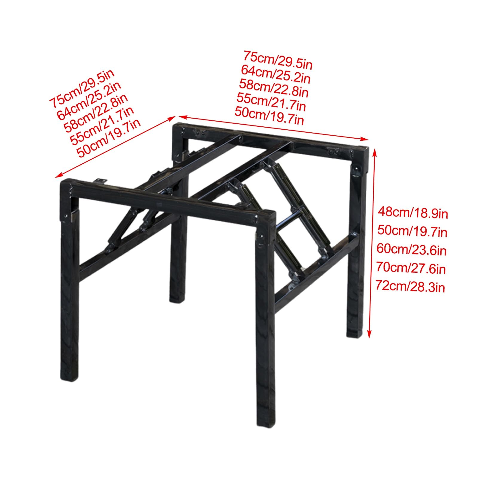 Wytrzymałe szare składane metalowe nogi stołowe do stolika kawowego DIY biurka i nie tylko - 50 x 50 x 60 cm (19,7 x 19,7 x 23,6 cala) - wszechstronne i stylowe wsparcie dla każdego mebla