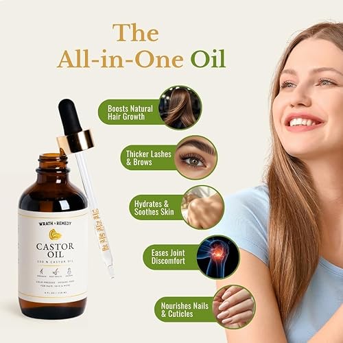 Miniatura 4 de Aceite de ricino orgánico sin hexano, certificado por USDA, aceite de ricino orgánico prensado en frío 100% puro para el crecimiento y la fuerza del