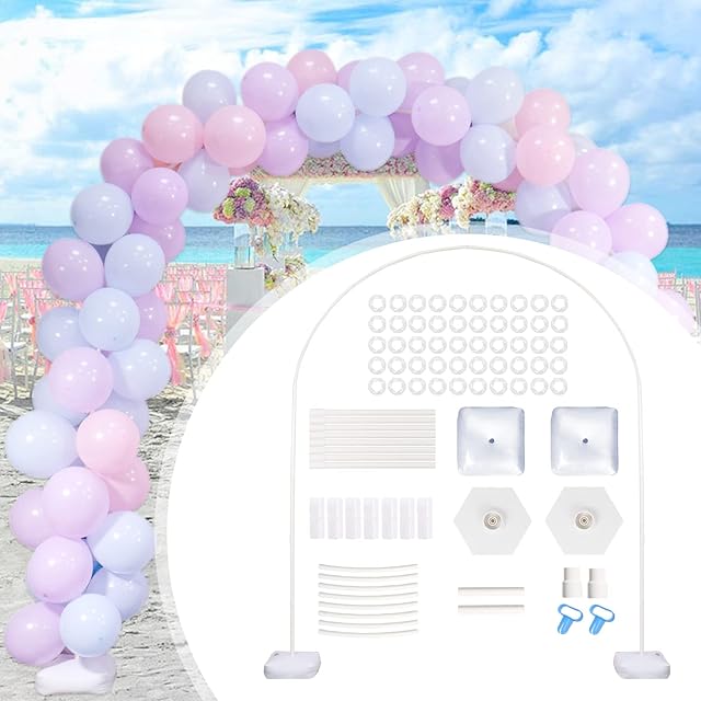 8ft × 6ft Balloon Arch Stand Kit for Floor, Balloon Arch Frame with Base, Balloon Arch Kit Floor Standing for Wedding, Birthday, Baby Shower, Graduation Party Decorations