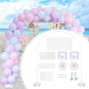 8ft   6ft Balloon Arch Stand Kit for Floor, Balloon Arch Frame with Base for Wedding, Birthday