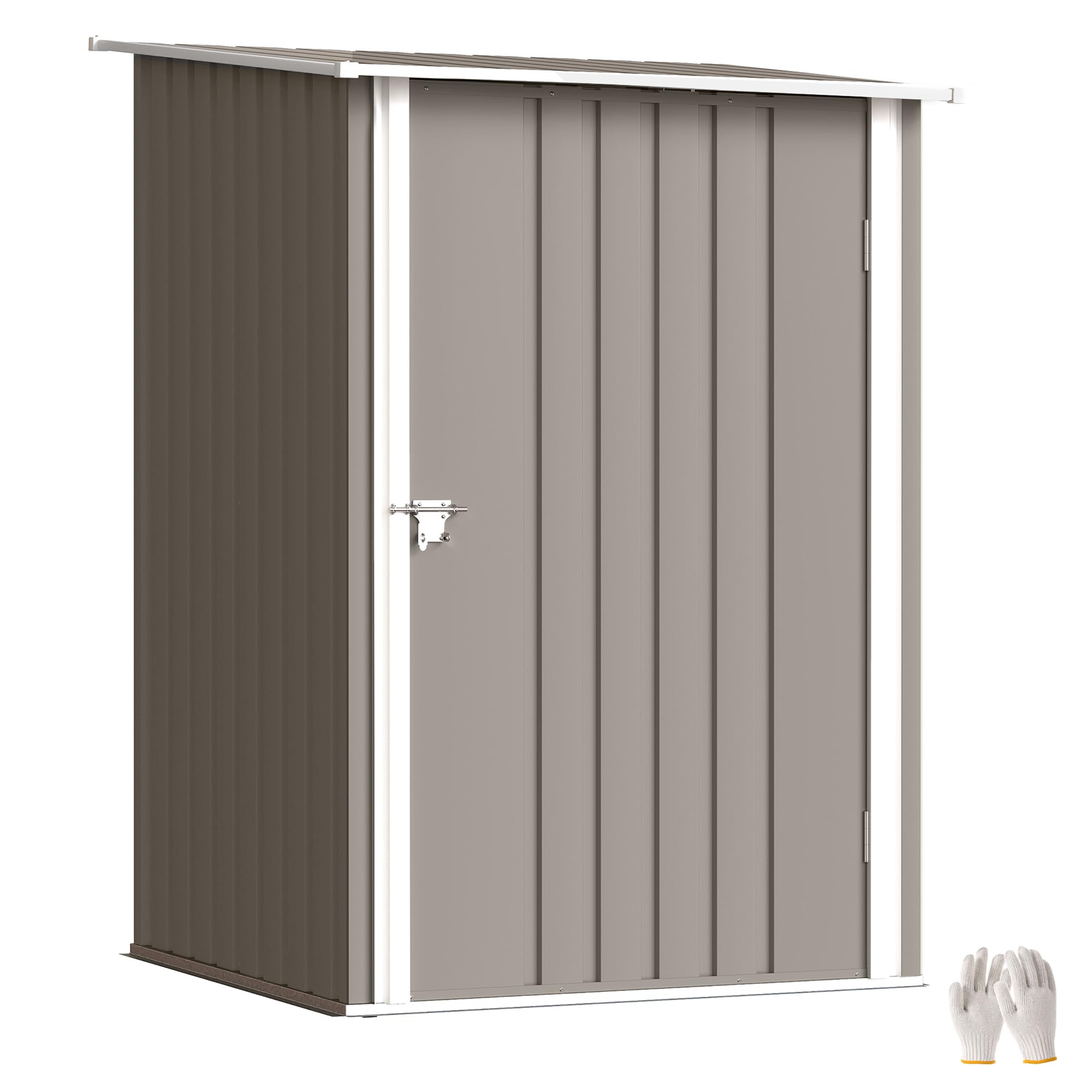 Outsunny Abri de Jardin 1m² - Remise pour Outils - cabanon Porte verrouillable - dim. 1L x 1,03l x 1,6H m - tôle d'acier ondulée Marron et Blanc