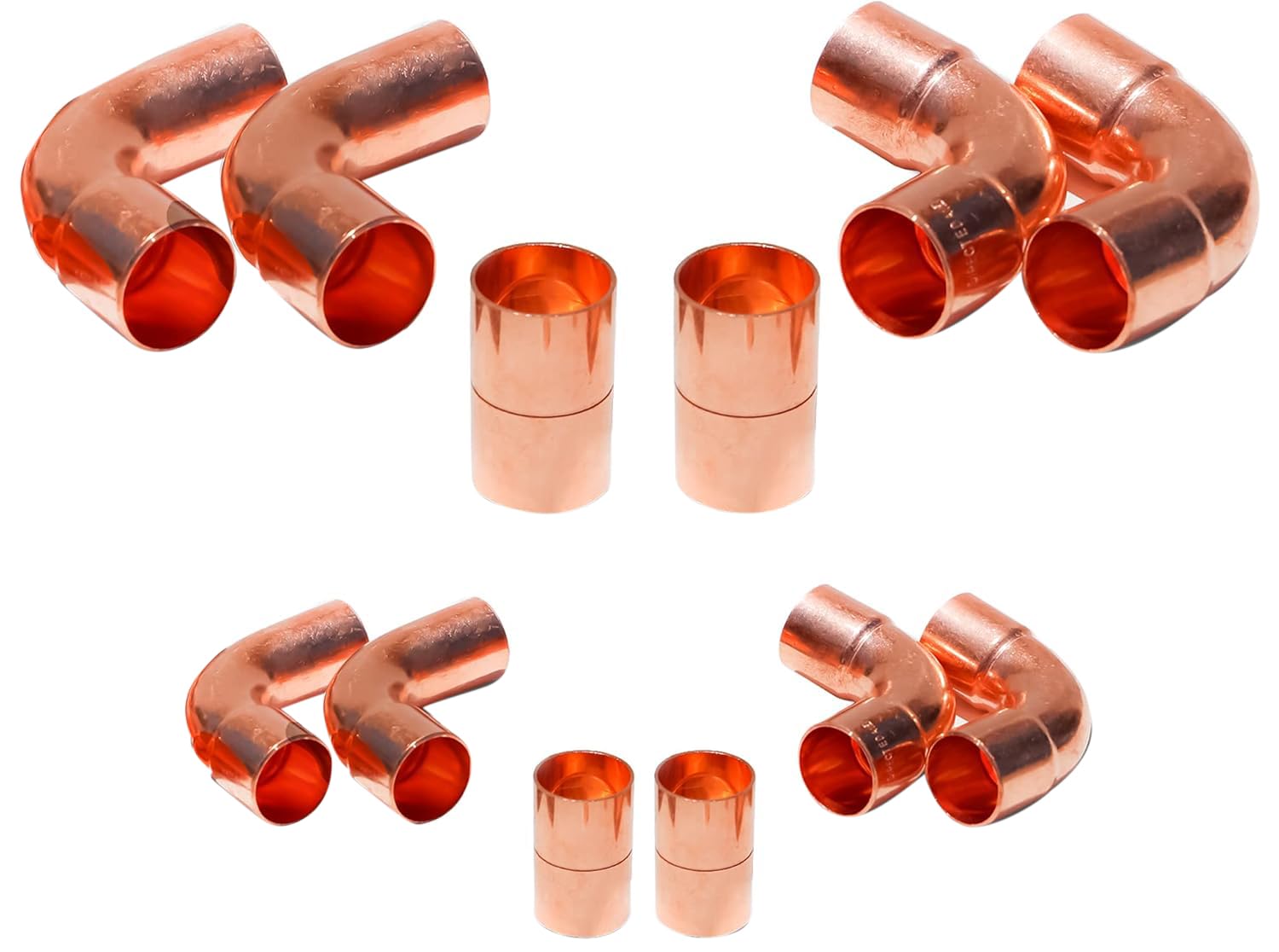 Infinitech 3/8 & 3/4 Hvac - R Copper Line Set Fittings Kit Includes long sweep elbow coupling street elbows Perfect for air conditioning lineset refrigeration liquid suction lines tubing pipes 3438