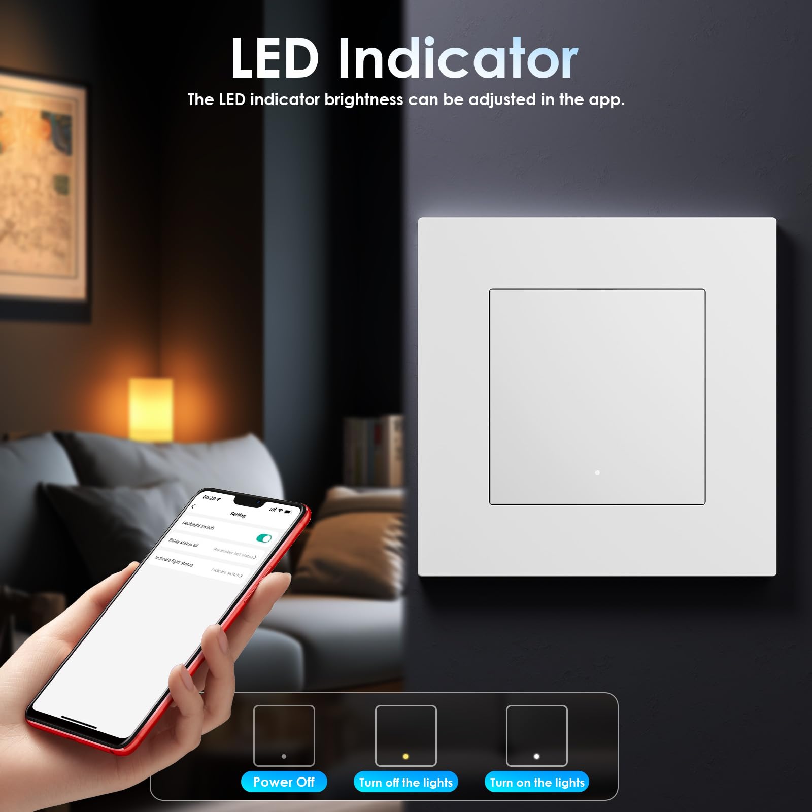 BSEED Smart Zigbee Interruptor 1 Gang 1 Vía Compatible con Alexa y Google Home,Smart Interruptor Marco de PC con Función de Temporizador(Requiere Gateway Hub y Cable Neutro),Blanco