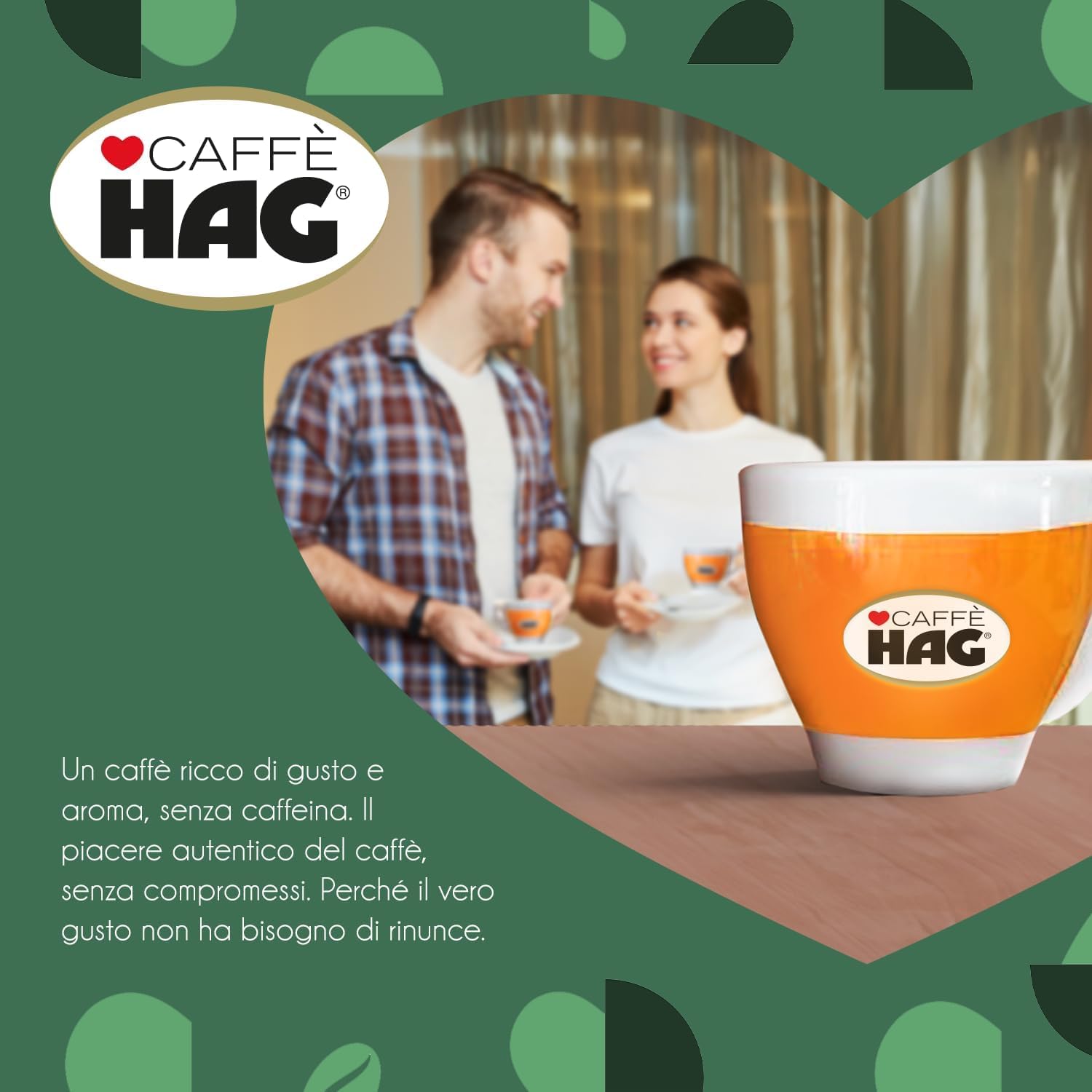 HAG - Caffè in Cialde ESE Decaffeinato - 180 Cialde - 6 Confezioni da 30 - Miscela Espresso per Macchina Portafiltro Monodose - Caratterizzato da un Aroma e Gusto Delicati -DD-