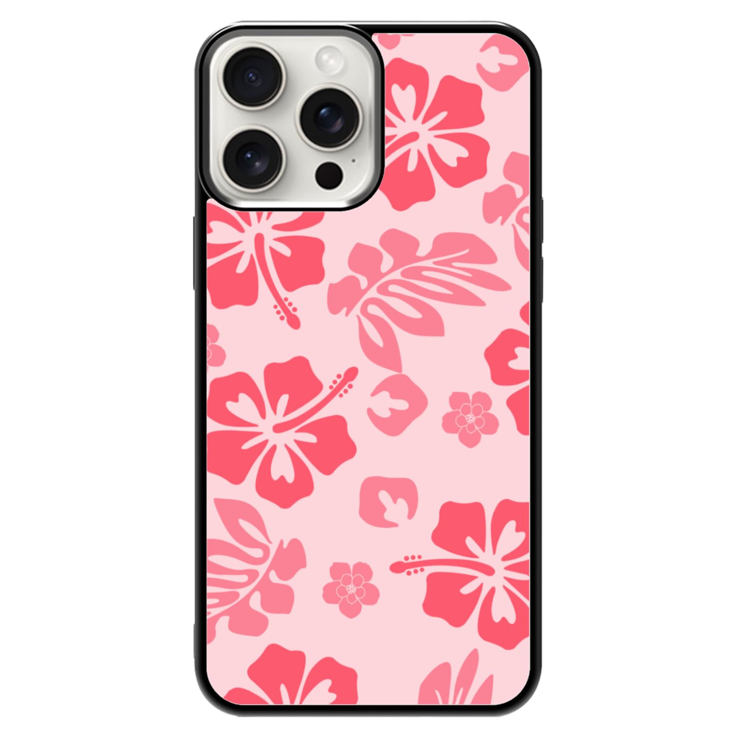 FANXI Red Hibiscus Phone Case Compatible with iPhone 15 Pro Max 6.7 Inch - Shockproof Protective TPU Cute Flower Printed Phone Case Designed for