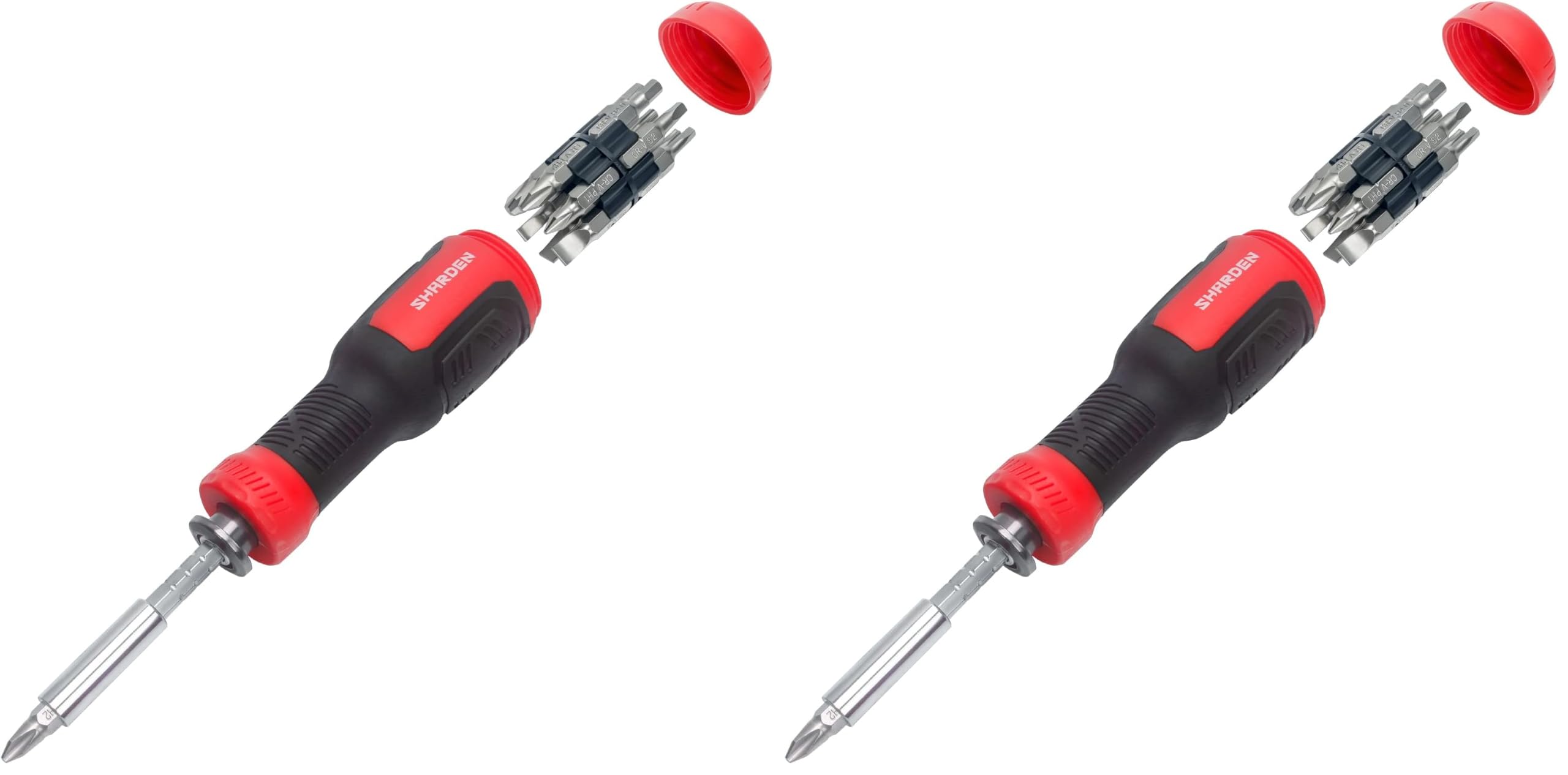 SHARDEN Multi Screwdriver 13-in-1 Screw Driver Adjustable Screwdriver Set Multitool All in One with Torx Security, Flat Head, Phillips, Hex, Square and 1/4 Nut Driver (Pack of 2)