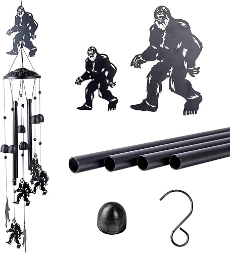 Bigfoot - Regalos para hombres y mujeres, campanillas de viento de metal con 6 campanillas y 4 tubos de aluminio, regalos Sasquatch para exteriores,