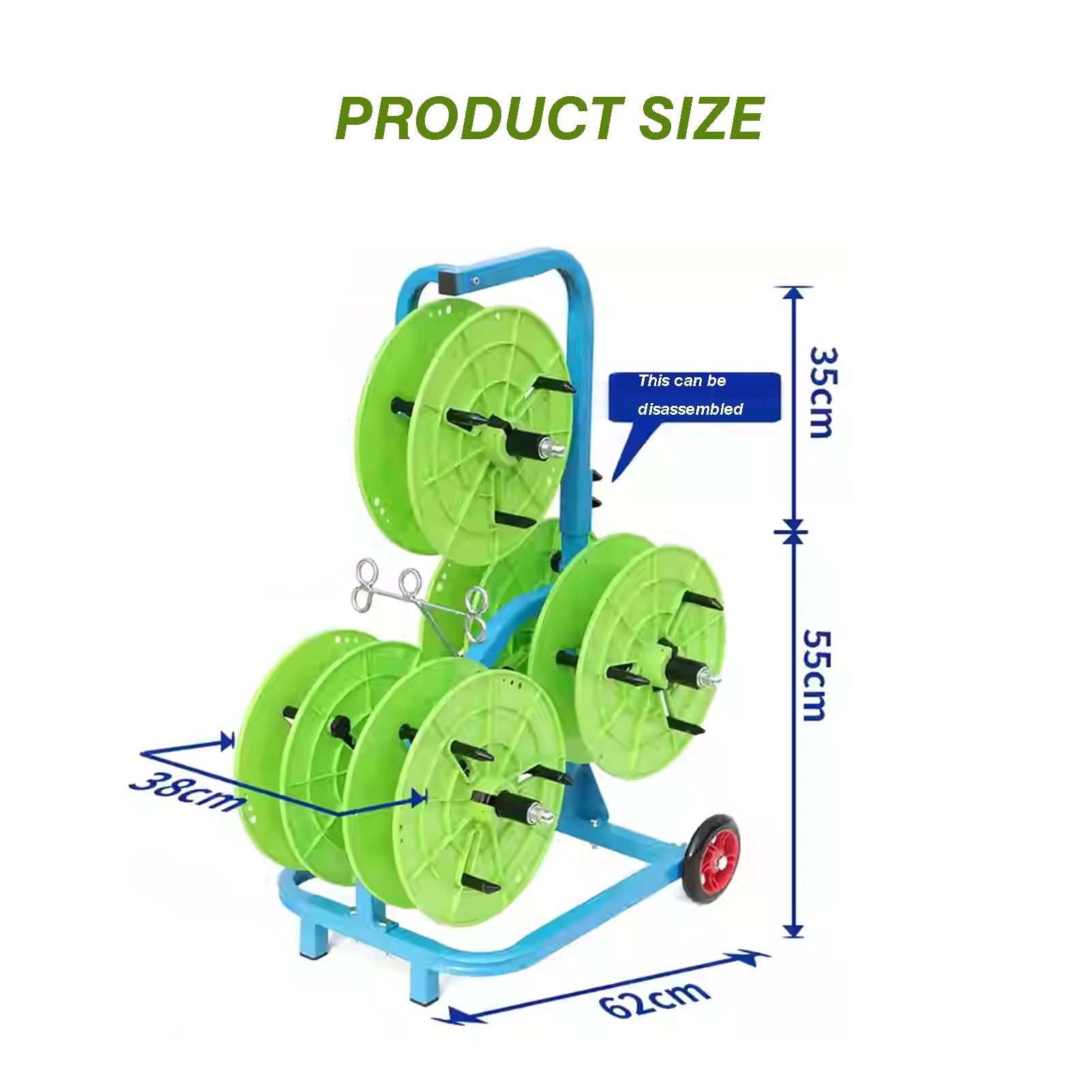 Wheeled Spool Stand, Rolled Wire/Cable Dispenser Heavy Duty Conduit Display And Storage For Electrical Industrial And Retail Use