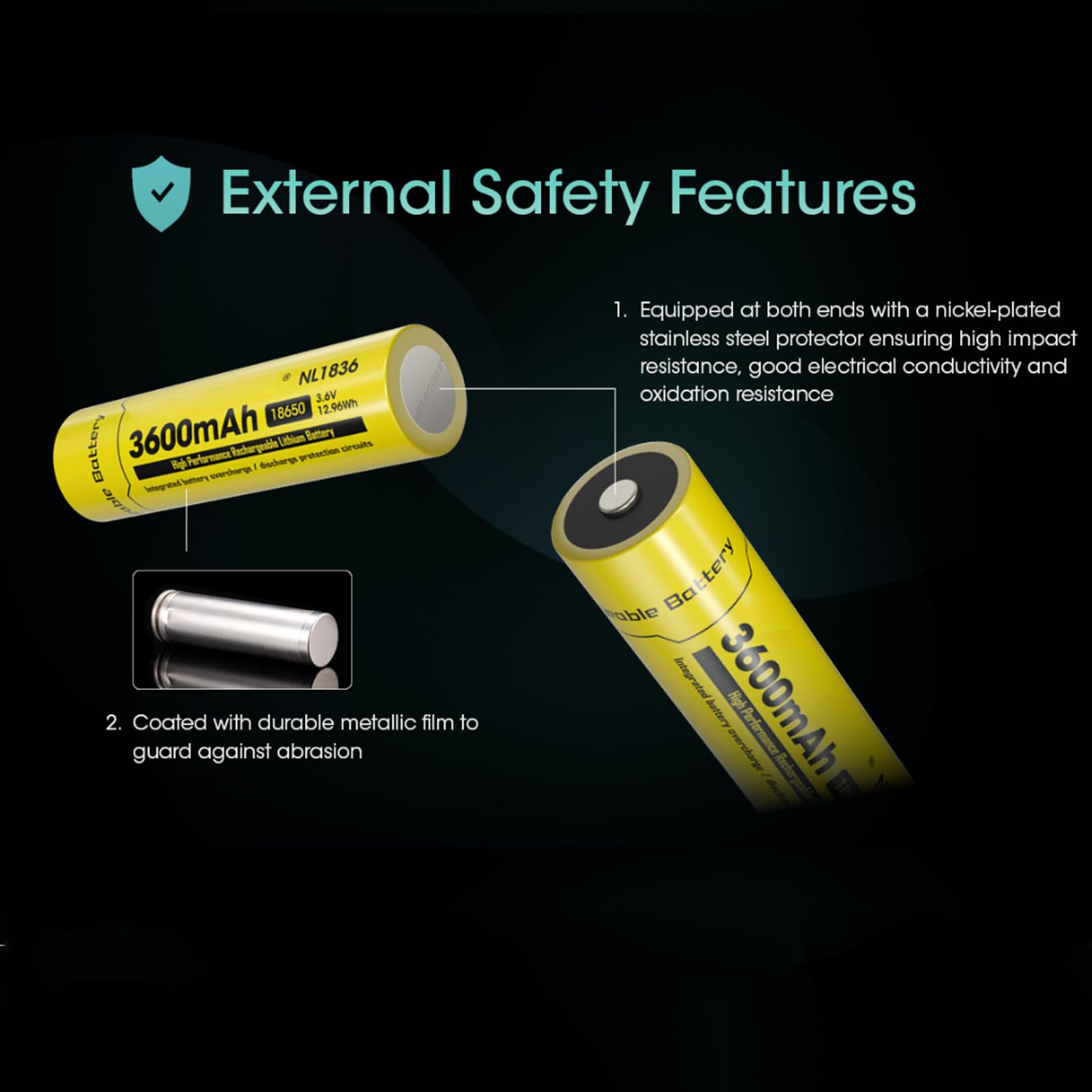 NL1836 Batteria Ricaricabile 3600Mah 3,6 V 12,96 Wh, Batterie Ad Alte Prestazioni Di Scarica Con Protezione,2pcs