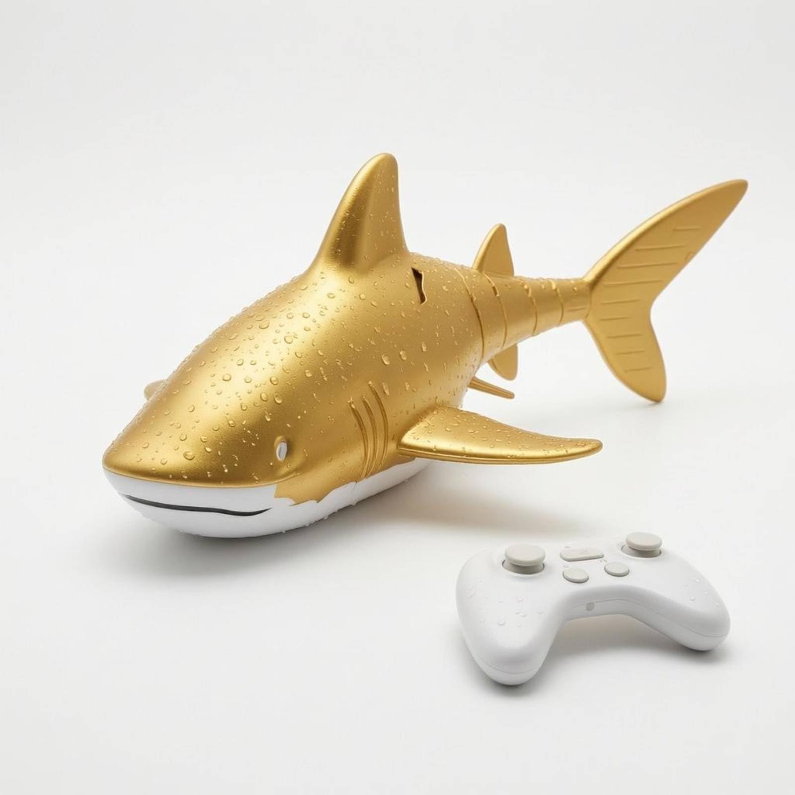 Jouet Requin Télécommandé Rc Électrique Aquatique Enfant avec Jet d'eau Lumières Intégrées Corps Profilé Ailerons Moulés , Or , Baleine Dorée