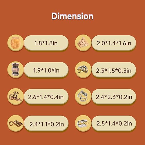 Miniatura 2 de RLYLF Rompecabezas de madera y metal de 8 piezas para adultos y niños, juegos familiares, recuerdos de fiesta, café, desbloqueo, desbloqueo, mente