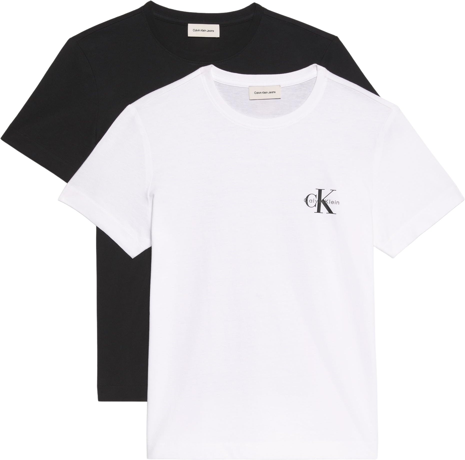 Calvin Klein Damen 2er Pack T-Shirts Kurzarm Logo Tee mit Rundhalsausschnitt