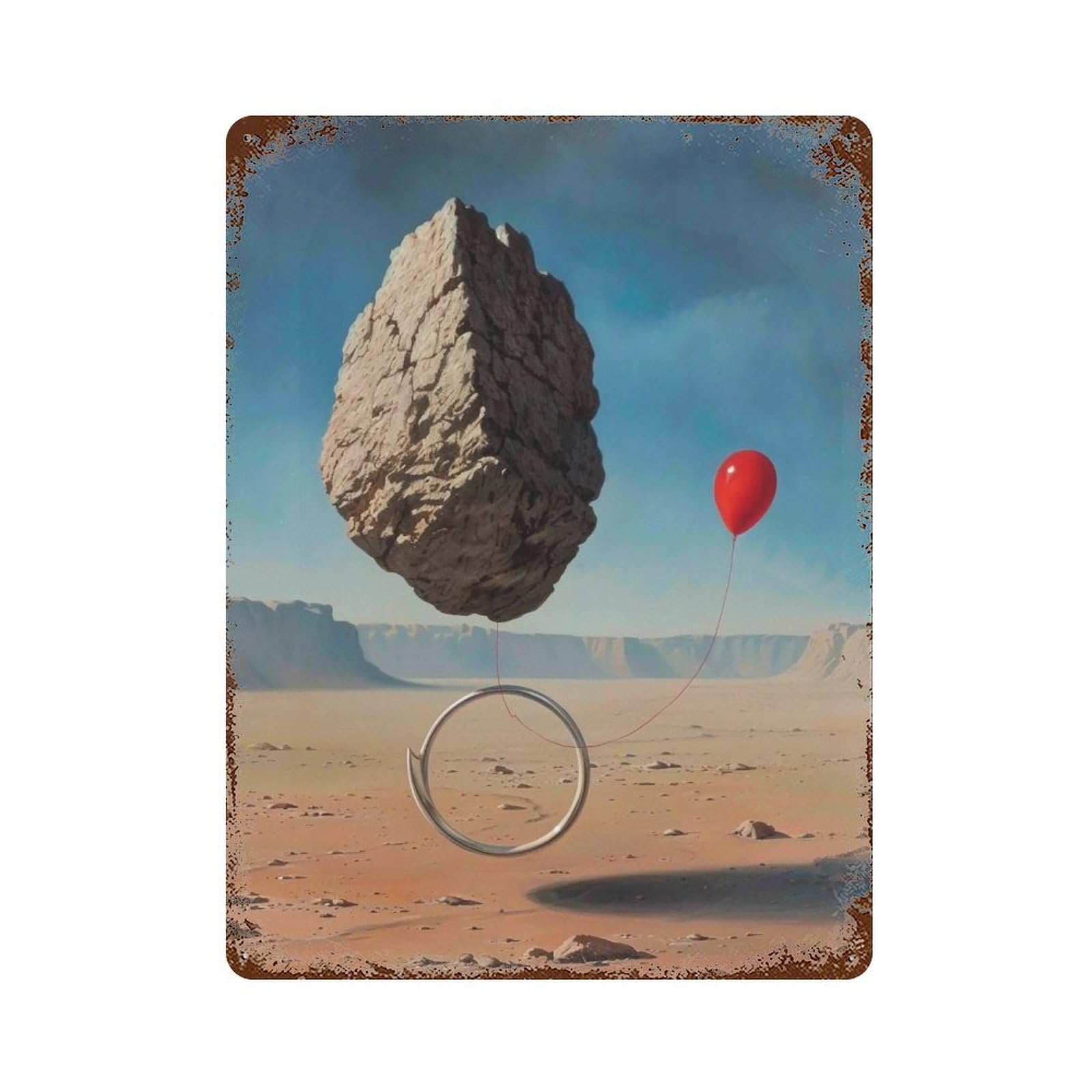 Wujhgrsg Style Surreal Desert Ring Floating Rock 02 Wall Art Retro Iron Vintage Metal Tin Sign Poster Modern Decor For Home Cofffee Club Bar Shop 40X30cm