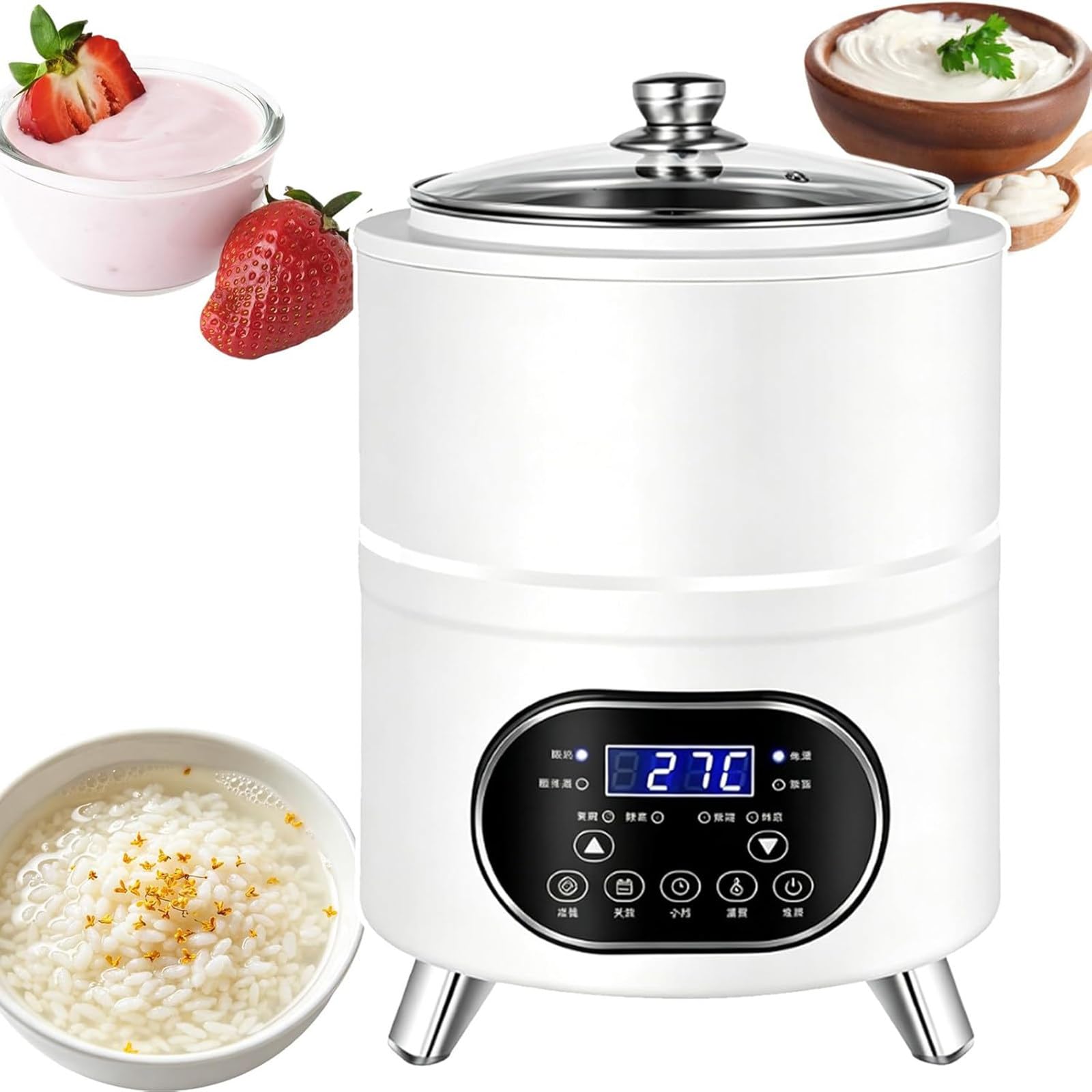 LHUITUI Homemade Yogurt Maker, Commercial Yogurt Fermentation Machine, Automatic Yogurt Fermentation Machine, Waterproof Inner Liner, 400W / 600W, For Homemade Yogurt Natto Rice Wine White-8L