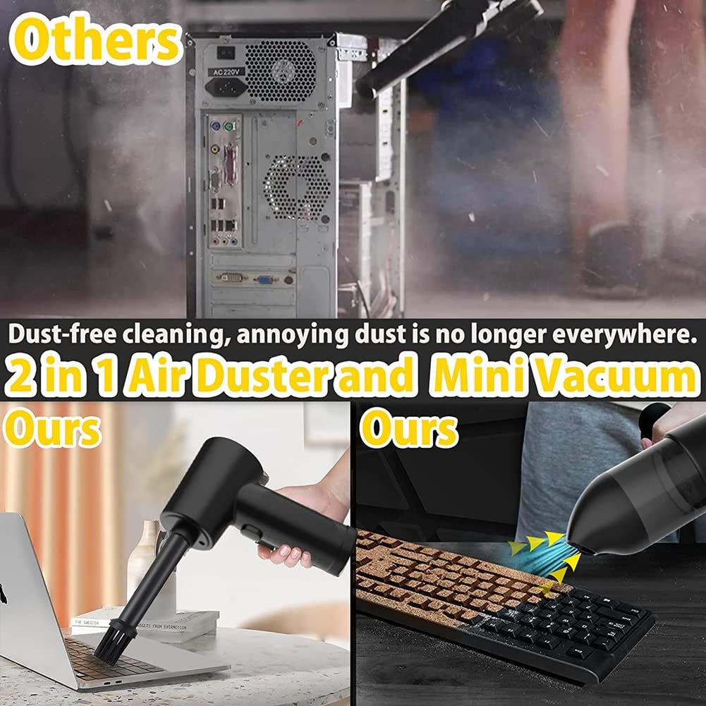 Spolverino ad aria compressa Spolverino ad aria elettrica riutilizzabile Air Duster e aspirapolvere 2 in 1, 3 velocità 51000 /min soffiatore d'aria fili