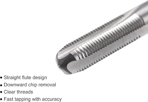 Miniatura 3 de uxcell Macho de roscar para fresado de roscas 14"-28 UNF, máquina de mano izquierda HSS (acero de alta velocidad) 6542 sin recubrimiento 3 flautas