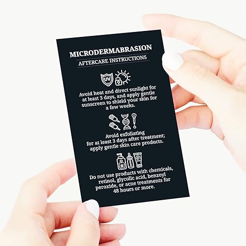 Miniatura 4 de Paquete de 100 tarjetas de instrucciones de cuidado posterior de microdermoabrasión prémium de 2 x 3.5 pulgadas, suministros de PMU para