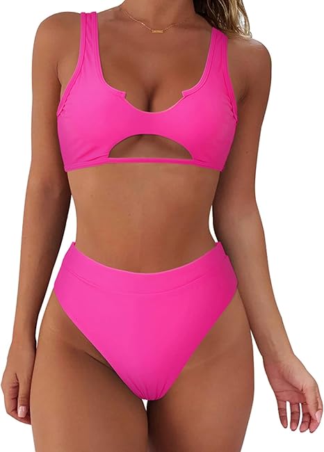 SUUKSESS Women Cutout Bikini Sets Push Up High Waisted Swimsuits 2 Piece