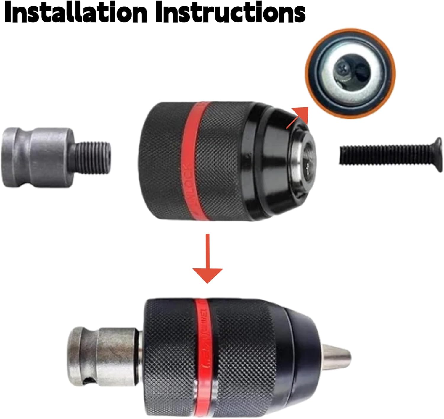Multi-functional keyless drill chuck - For Miwaukii，1/2-20UNF Mount 1.5-13mm Self-tighten Drill Chuck，for Multiple Purposes,Including 1/4" Hex Shank,1/2" Impact Wrench Adapter ，3/8" SDS-Plus Shank
