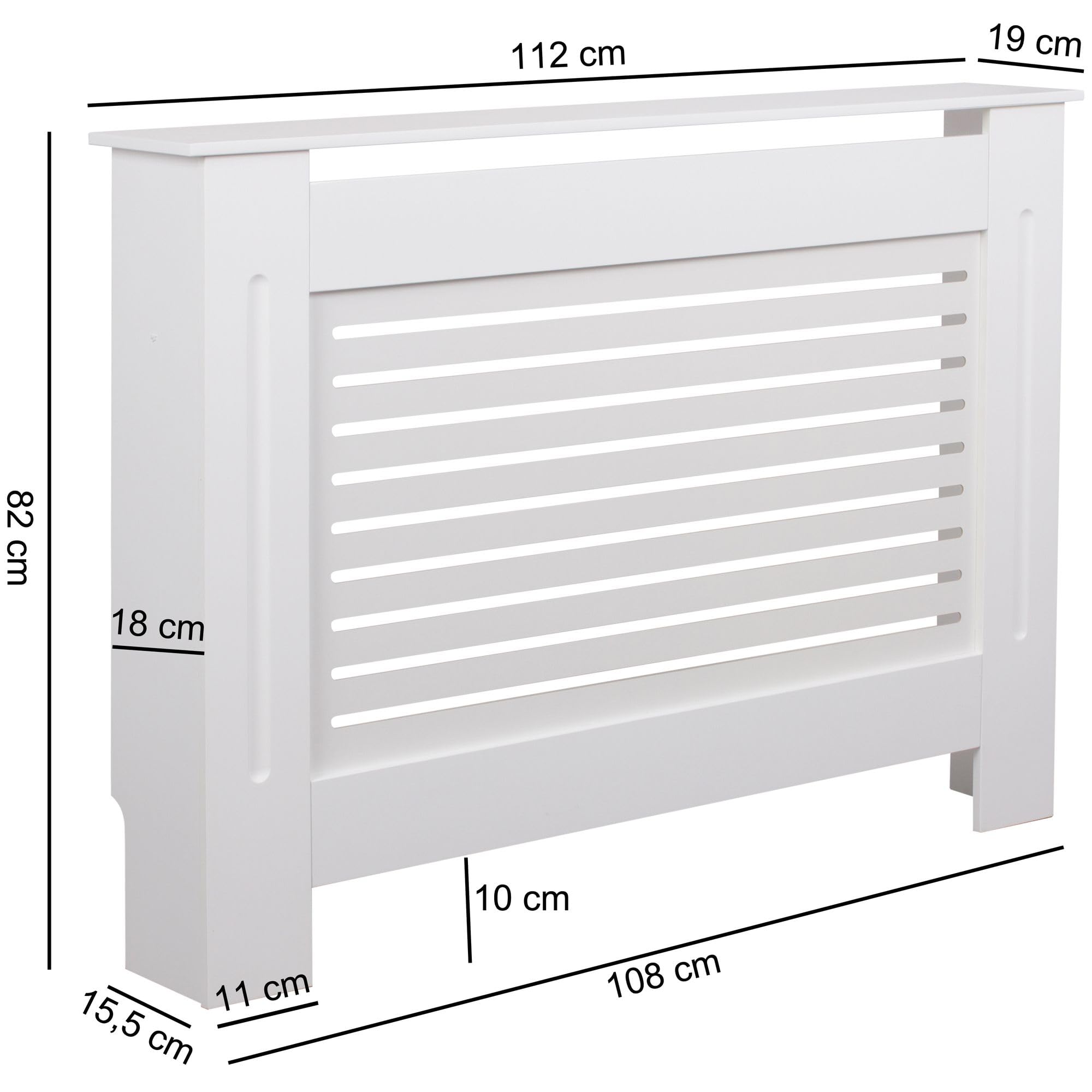 WOHNLING Cache-Radiateur Design Blanc Mat 112x82x19 Cm - Couvercle Chauffage Élégant