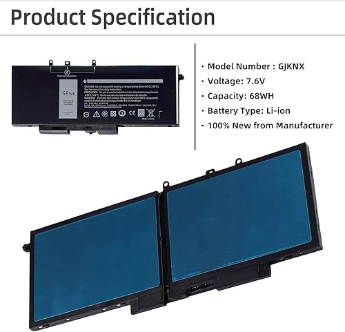 Miniatura 2 de YXKC 68Wh GJKNX - Batería para laptop Dell Latitude 5280 5288 5290 5480 5580 5488 5490 5491 5495 5590 5591 E5480 E5490 E5580 E5590, para Precisión