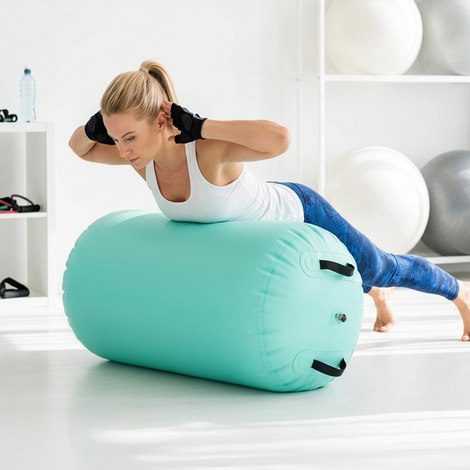 Die aufblasbare Fass-Turnmatte ist ideal für Gymnastik, Yoga, Taekwondo, Tanz und Rückwärtssalto-Training. Perfekt für Kinder und Erwachsene, drinnen wie draußen auf Rasen