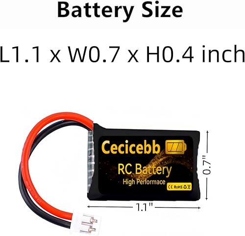 Miniatura 4 de Batería Lipo de 3.7V 220mAh 20C con enchufe PH2.0 para Holy Stone HS210 Mini Drone, RC Red Arrow 65 Air Plane, Apex FPV Drone 2 baterías RC y