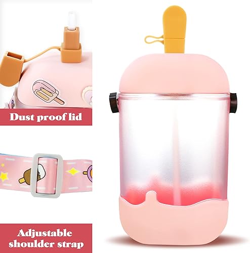 Miniatura 2 de Botellas de agua Kawaii para helados, tazas de paletas de helado, tazas para beber jugo, lindas botellas de agua con adhesivo 3D para helado con