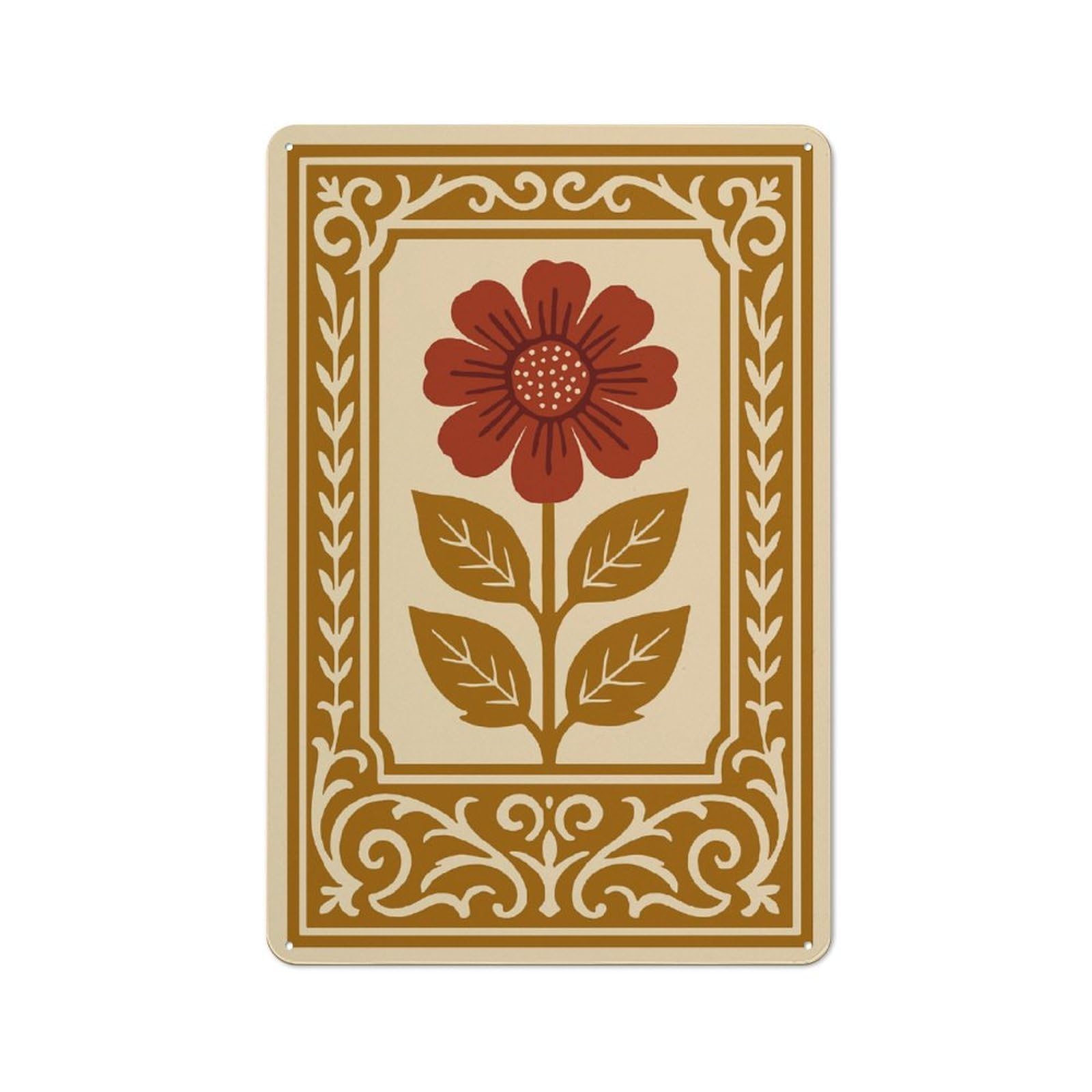 Junmoney Style-6 Retro Floral Illustration Printed Metal Sign 30X20cm For Lounge Or Reading Corner, For Retro Home Interiors, For Garage And Workshop Walls