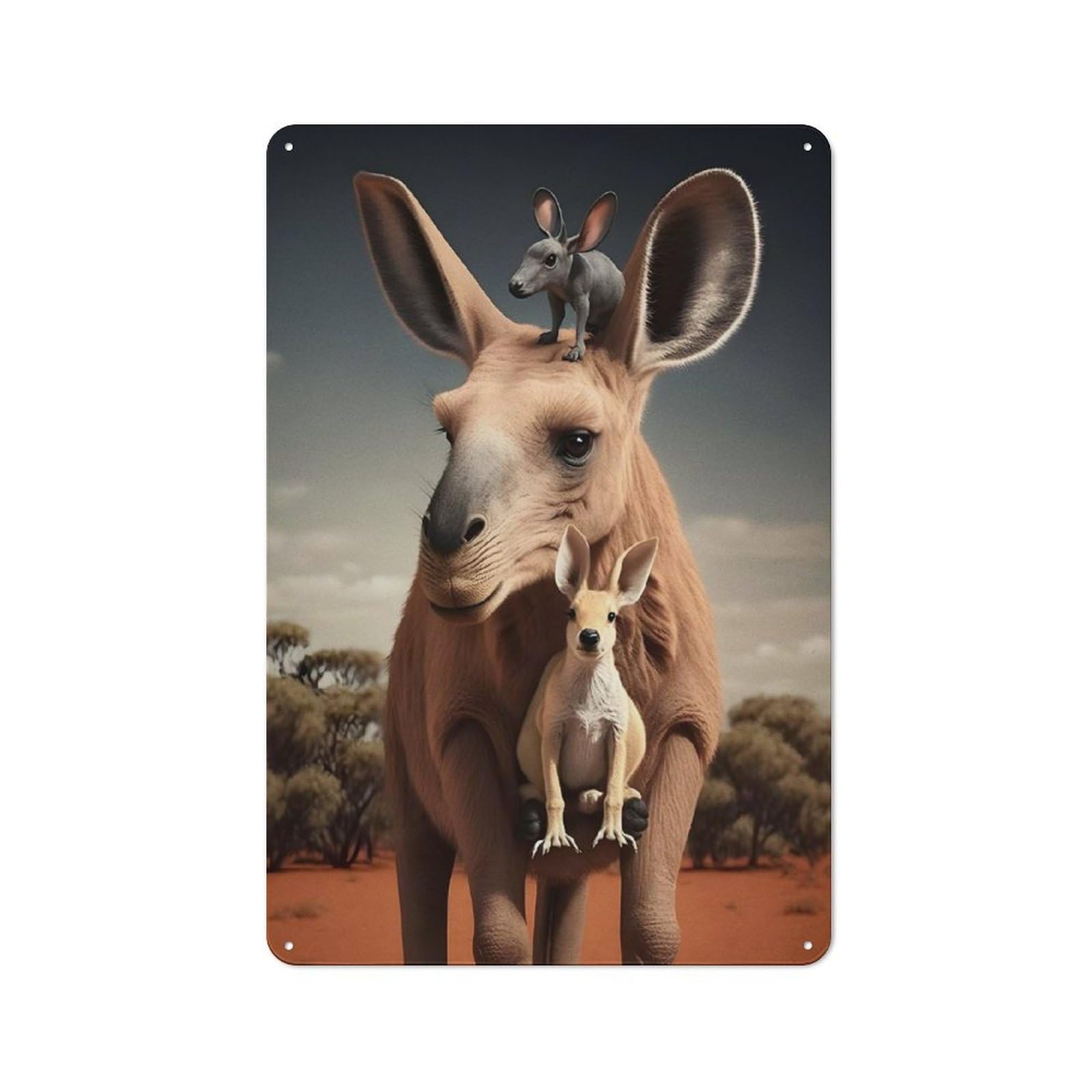 Junmoney Style-21 30X20cm Vintage Metal Sign With Kanggoro For Studio Or Craft Room, For Vintage Wall Decor Fans, For Metal Sign Collectors
