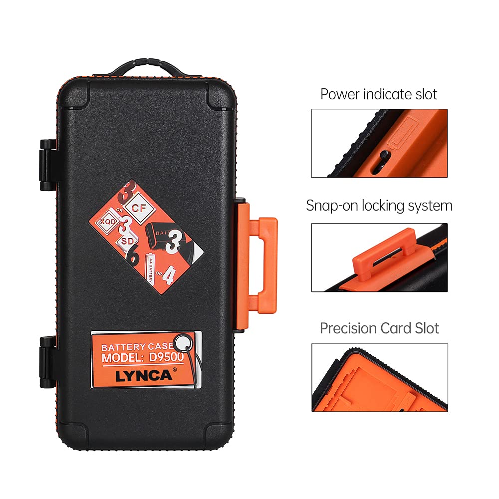 LYNCA Custodia per batteria per fotocamera, custodia rigida per scheda di memoria, professionale, resistente all'acqua, anti-urto, per 3 batterie per fotocamera, 3 XQD o 3 schede CF, 6 schede SD (blu