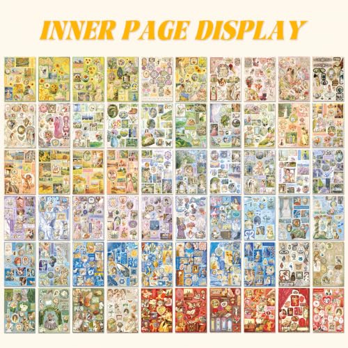 Image of 1000+ Pcs Vintage Aesthetic Sticker Book - Pre-Cut, Waterproof & Repositionable Scrapbook Stickers, No Residue Decals for Journaling, Planners, Phone Cases & DIY Crafts