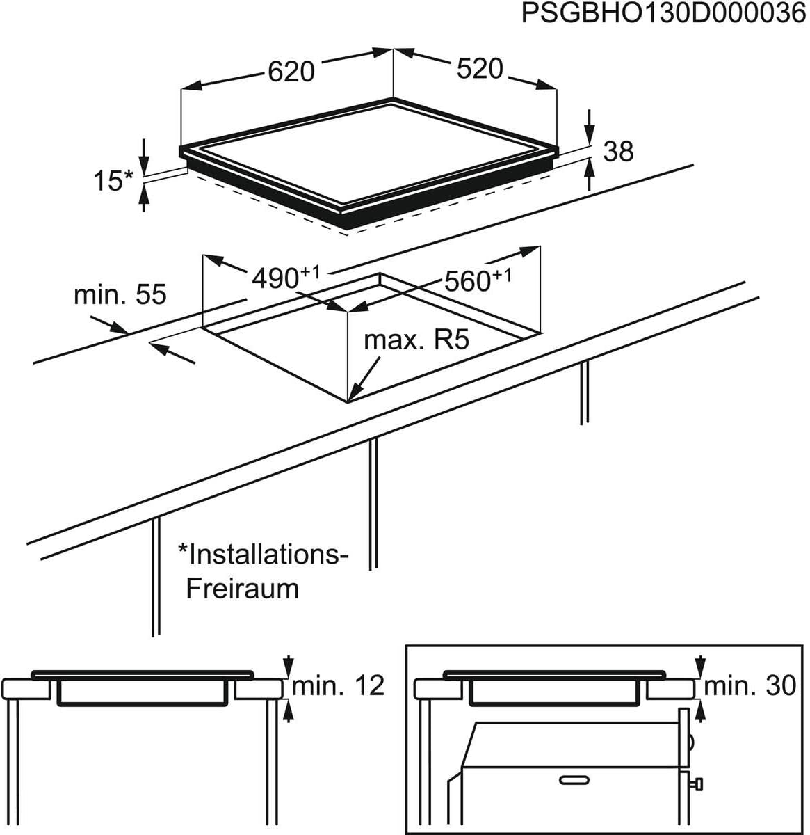AEG hob control panel showing Stop + Go function