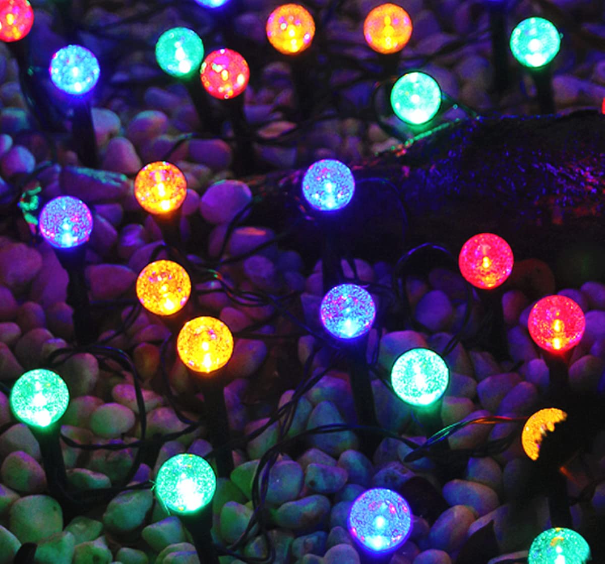 AALIN Luces solares de jardín al aire libre, Lámpara de jardín solar Luz de paisaje Luz de esfera de bola solar impermeable para jardín, cerca de flores, césped, patio (6,75 m 20 piezas, Multicolor)