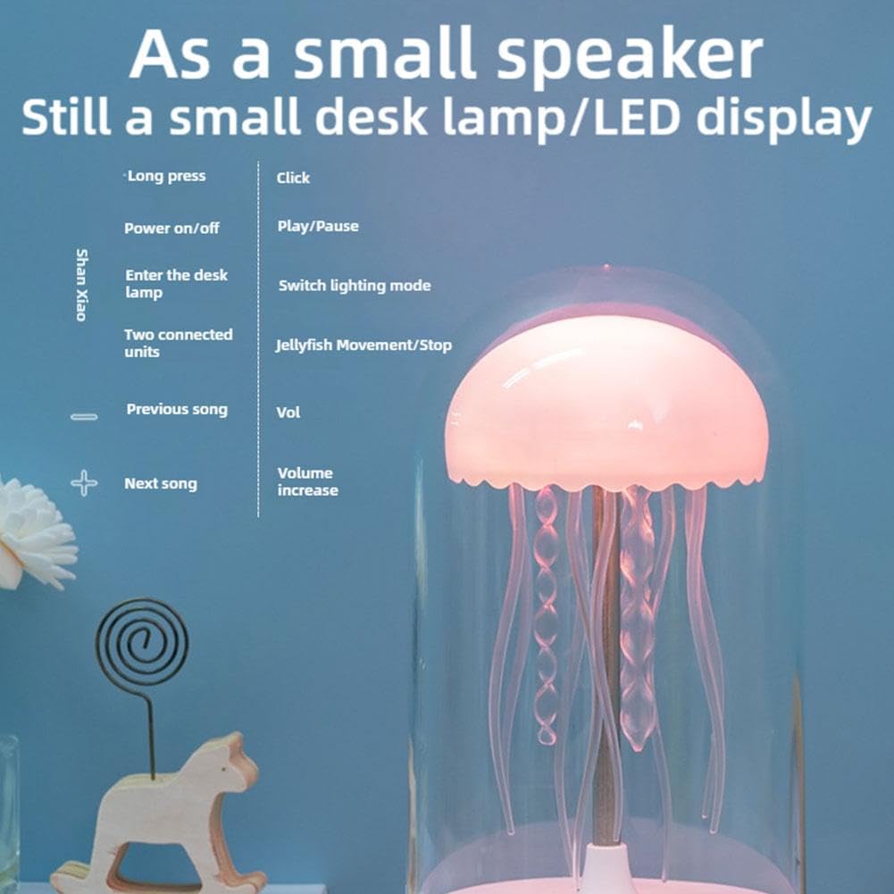 BestYiJo Lampe Meduse Aquarium Lumineuse Avec Haut-parleur Bluetooth, 7 Couleurs Changeantes 4 Mode D'éclairage, Lampe De Lave Avec 3 Bruit Blanc, Télécommande (blanc