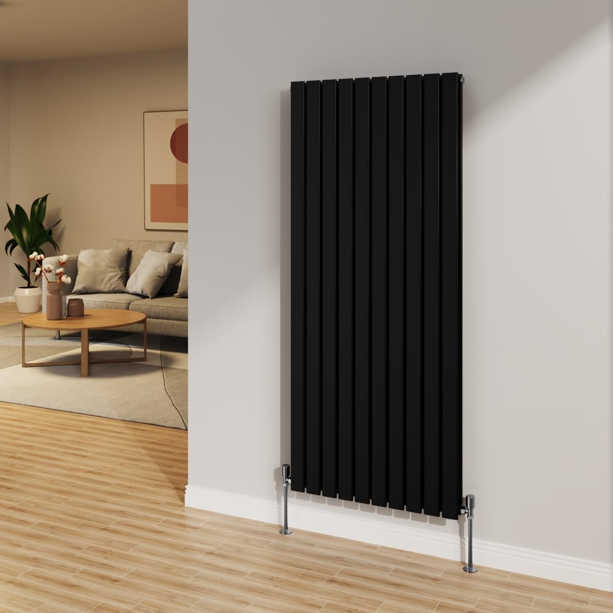 Nrg Black 1600X680mm Radiator Vertical Flat Panel Bathroom Double Radiator