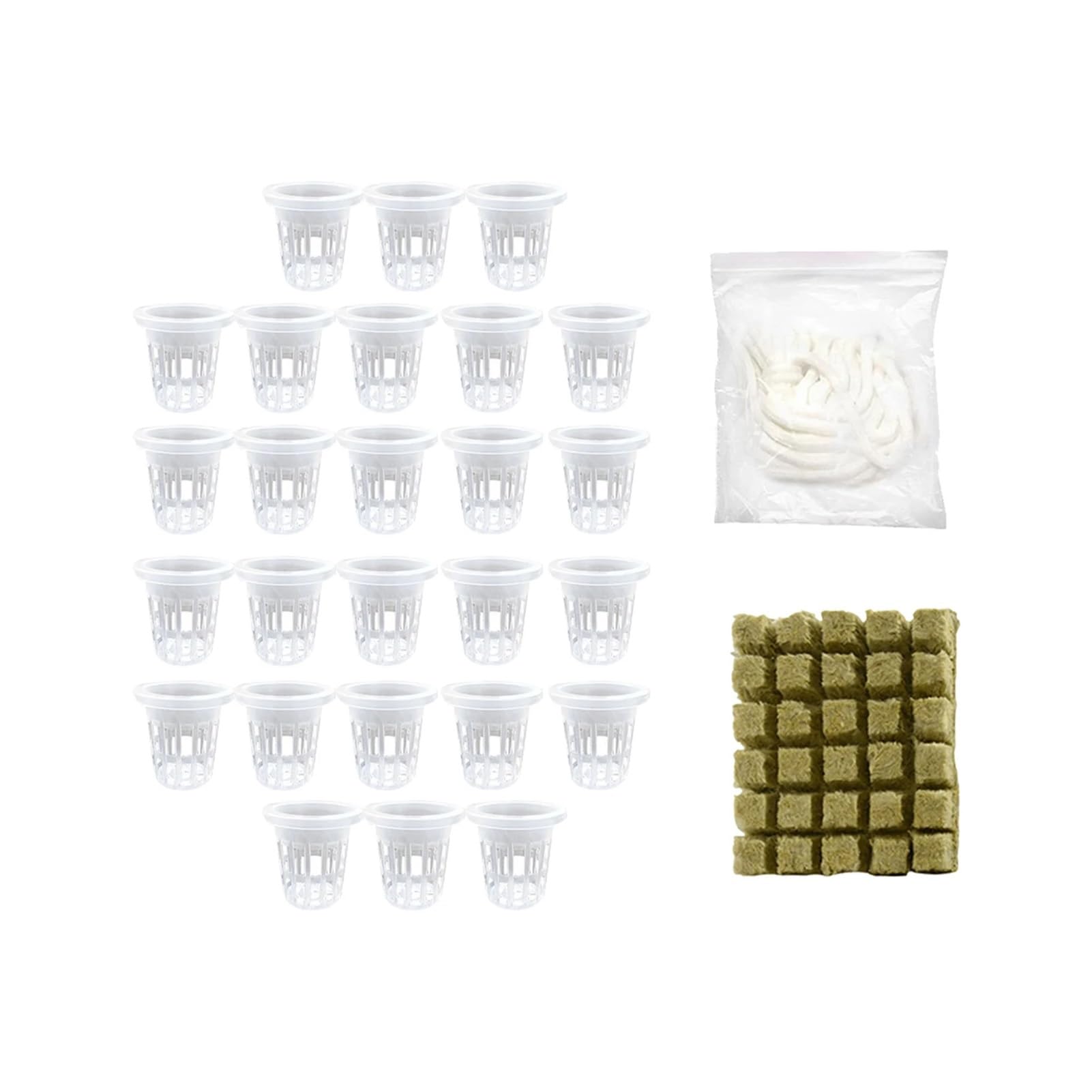 Kostki do uprawy roślin z wełny， Akcesoria Zestaw hydroponiczny DIY Kubki szczelinowe Uprawa roślin Wielofunkcyjny ogród domowy(White 50pcs)