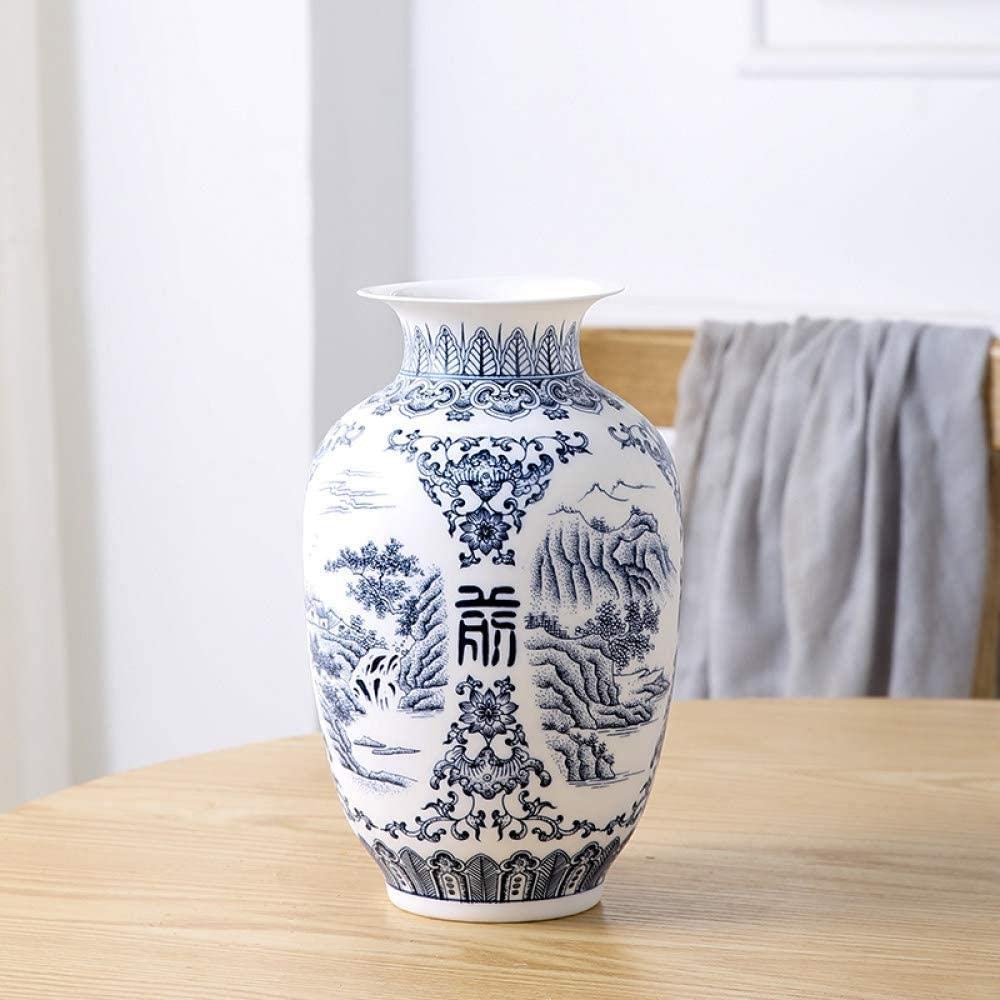 青白磁 花瓶 人物と風景の絵柄 Amazon.co.jp: 花瓶 おしゃれ 装飾ジングデツェンジン風景青と白