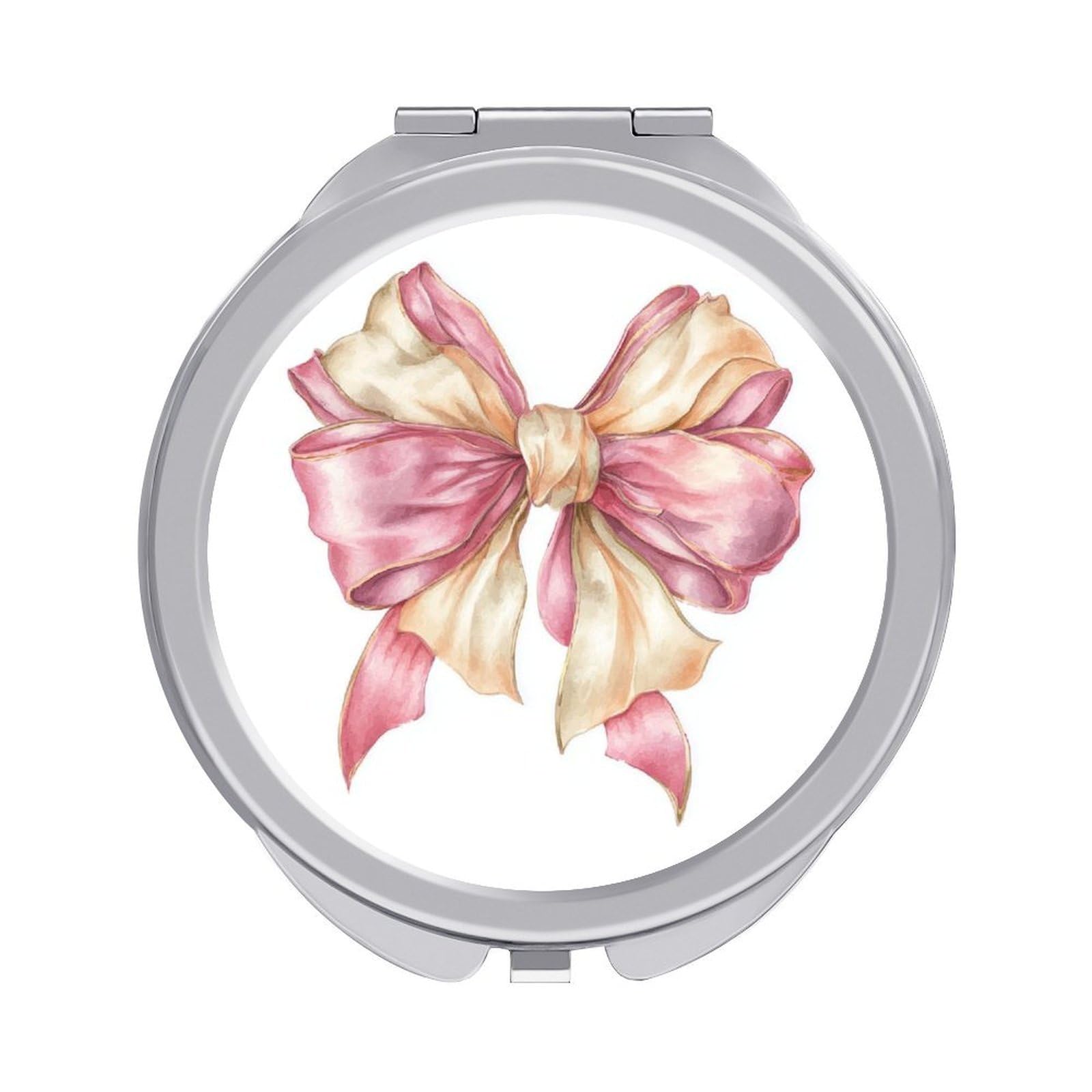 Jubonexis Luxury Coquette Watercolor Bow Women Pocket Mirrors, Girls Small Portable Travel Makeup Mini Mirror