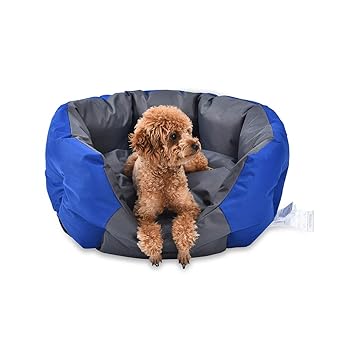 AmazonBasics Water-Resistant Pet Bed for Small Dogs, Oval, Royal Blue, 68 cm