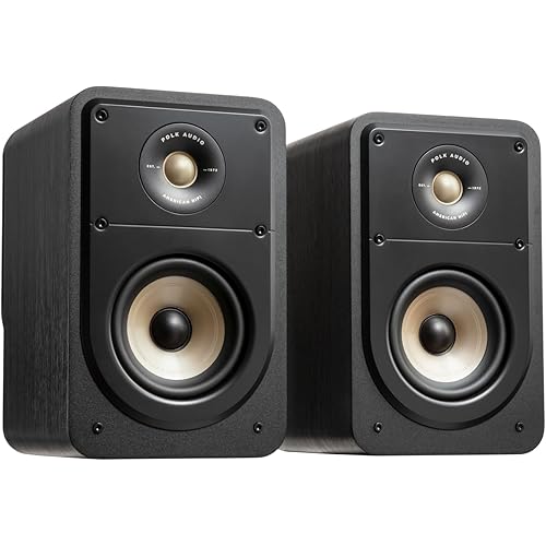 Polk Signature Elite ES10 Surround Sound Speakers - Hi-Res Audio Certified, Dolby Atmos & DTS:X Compatible, 1" Tweeter & 4" Woofer, Power Port Technology for Bass (Pair, Stunning Black)