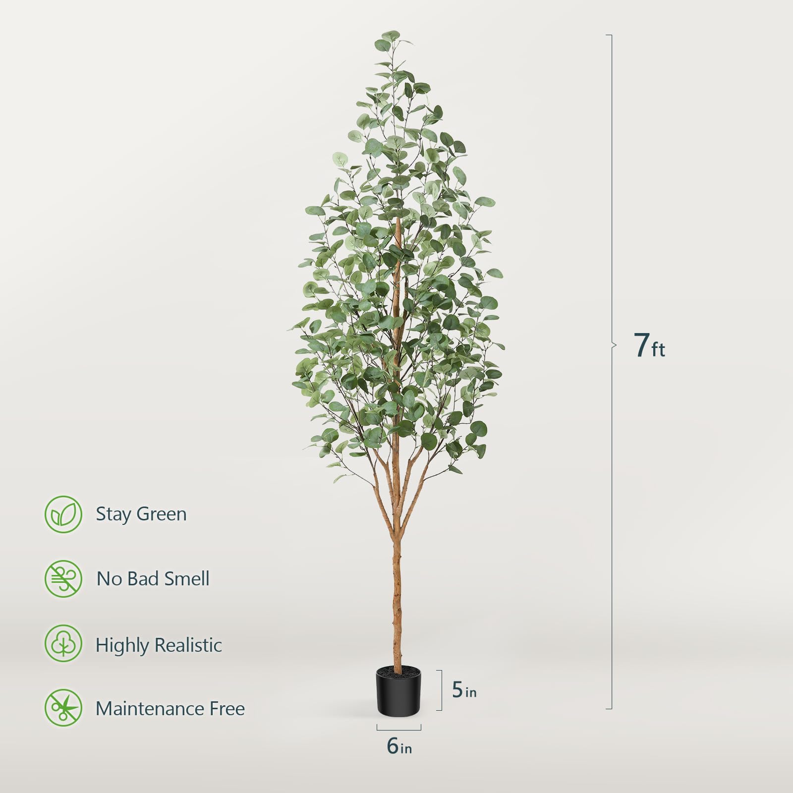 Ficus Artificiale 120cm - Pianta Finta Per Interni Con Vaso, Decorazione Realistica