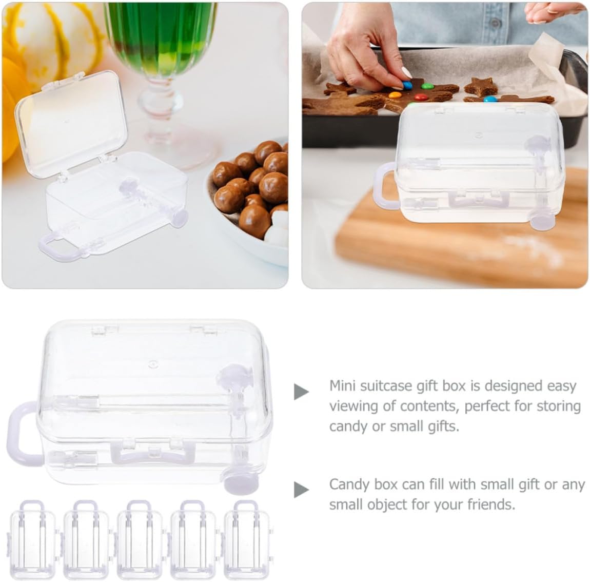 10pcs Mini Suitcase Candy Box Ps White Compact Gift with Compartments image 3